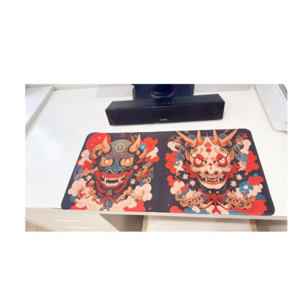 Vibrant Folk Mask Pattern Non-Slip Extended Mouse Pad